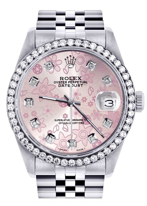 gold rolex watch with pink face and diamonds|rolex watch diamond bezel prices.